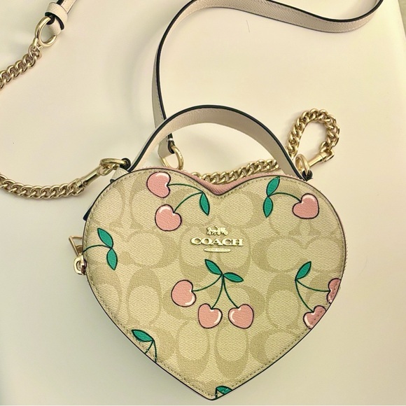 Coach Heart Crossbody In Signature Canvas With Heart Cherry Print - Picture 1 of 8
